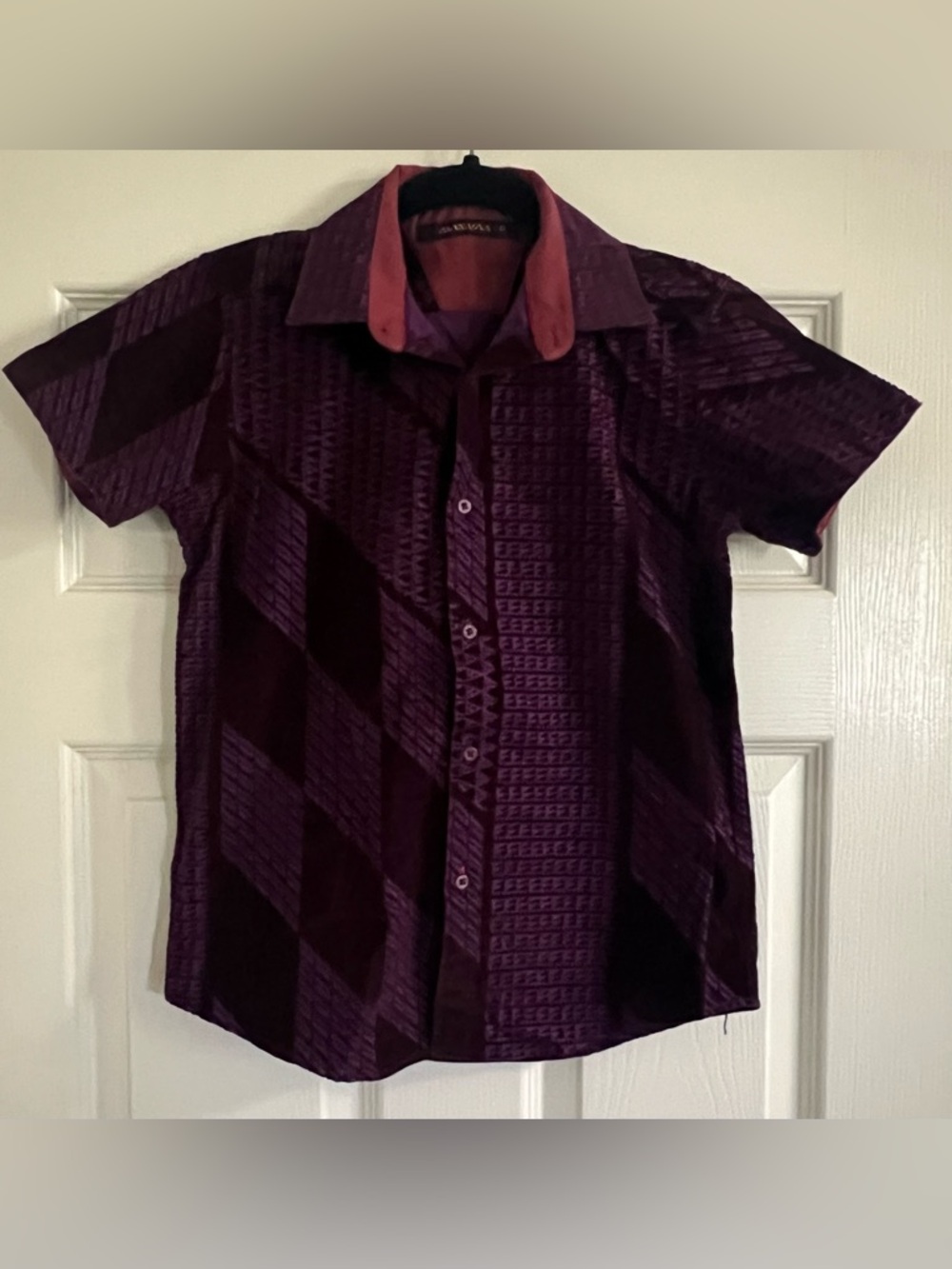 Manaola- Boys Purple Short-Sleeve Button-Down Shirt
